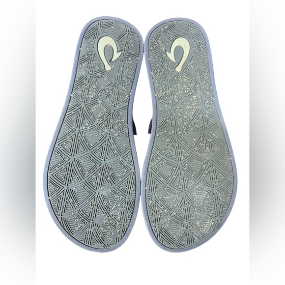 Olukai Women Puawe Navy Flip Flops with Floral Design Sandals Flat Sz 6 - Picture 2 of 5